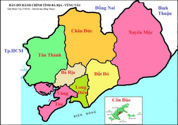 Tỉnh Bà Rịa - Vũng Tàu có vị trí địa lý đặc biệt quan trọng với 8 huyện