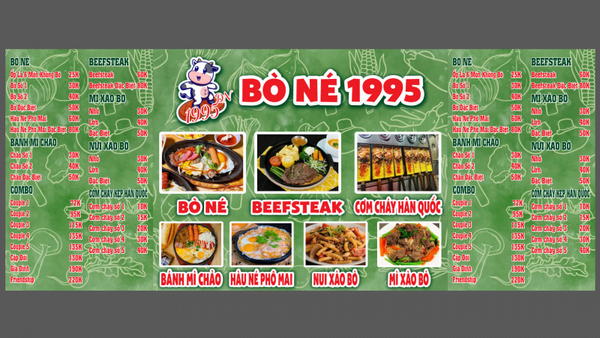 Menu quán Bò né 1995 Tham Khảo
