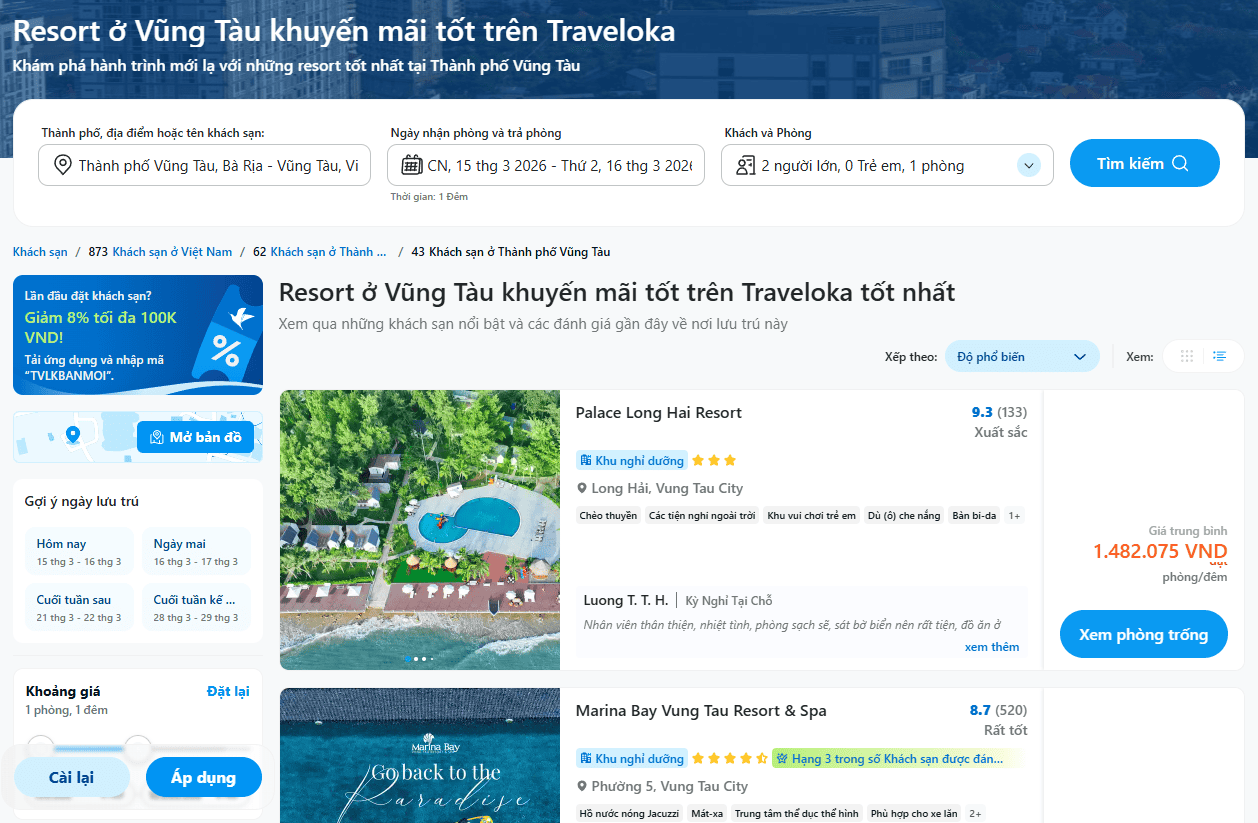 so sánh giá trước trên Traveloka